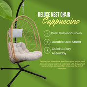 Deluxe Nest Chair with Phifer Geobella® Cushion & Steel Stand - Cappuccino