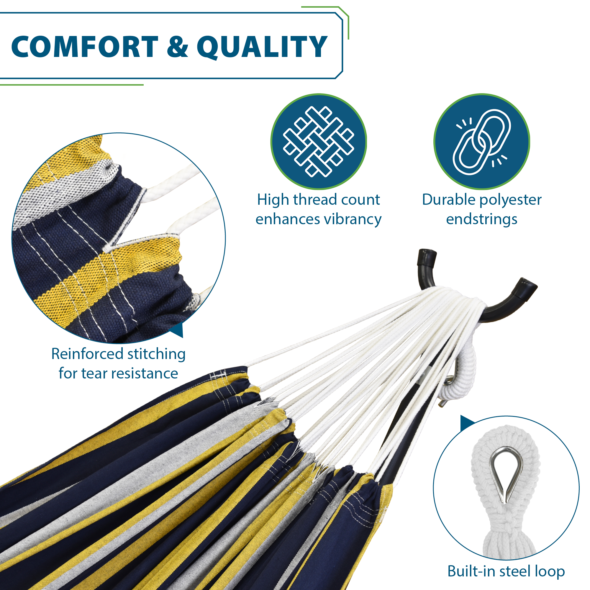 Hamac double en coton avec support (280 cm) - Serenity
