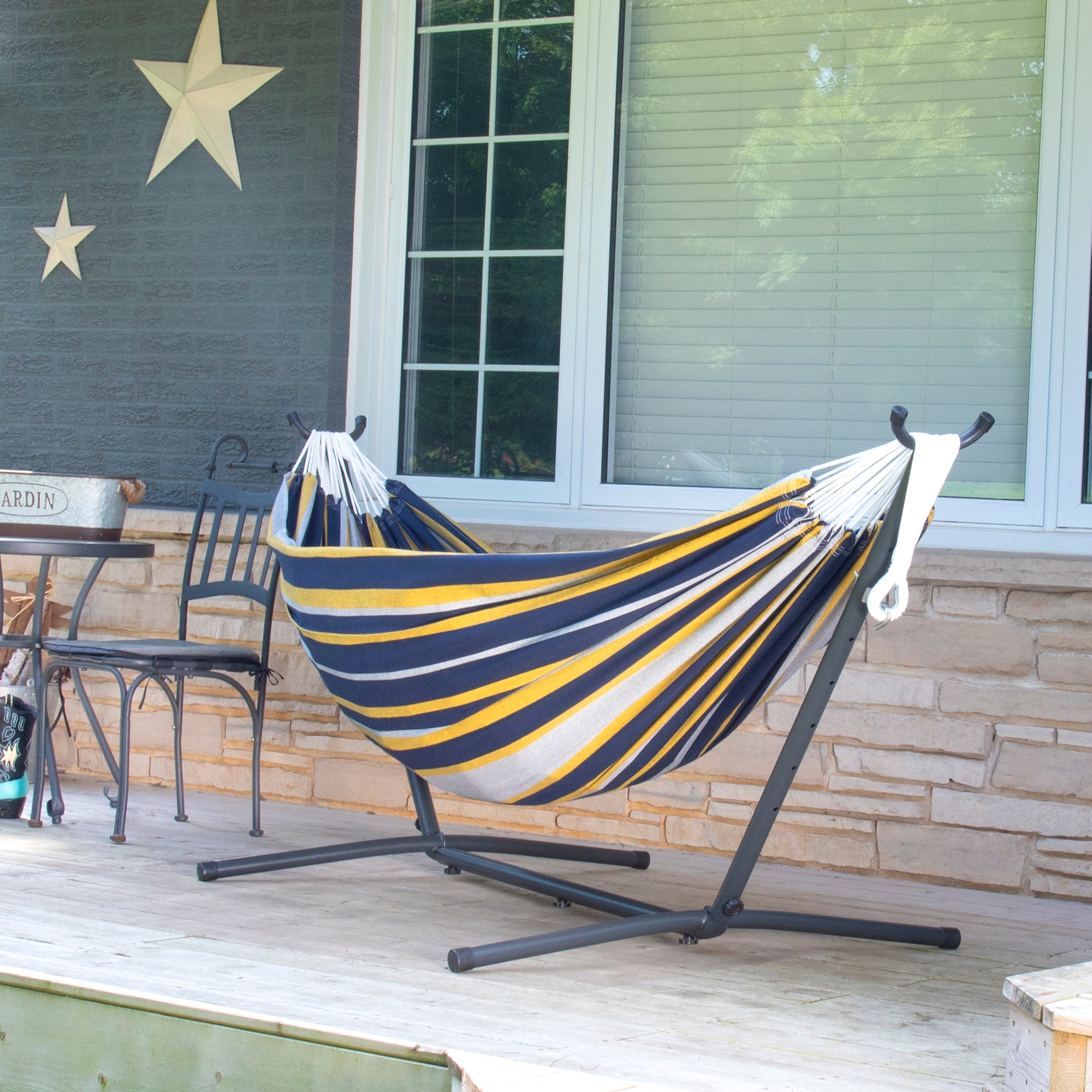 Hamac double en coton avec support (280 cm) - Serenity
