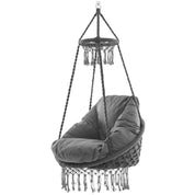 Deluxe Macrame Chair With Fringe - Fog Grey