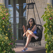 Deluxe Macrame Chair With Fringe - Eclipse