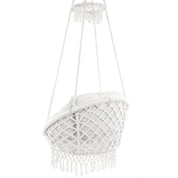 Deluxe Macrame Chair With Fringe - White