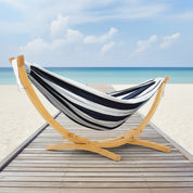 Hamac double en coton avec support en pin massif (260 cm) - Blue Lagoon