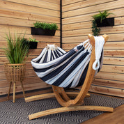 Double Sunbrella® Hammock with Solid Pine Stand (8ft/260cm) - Harbor