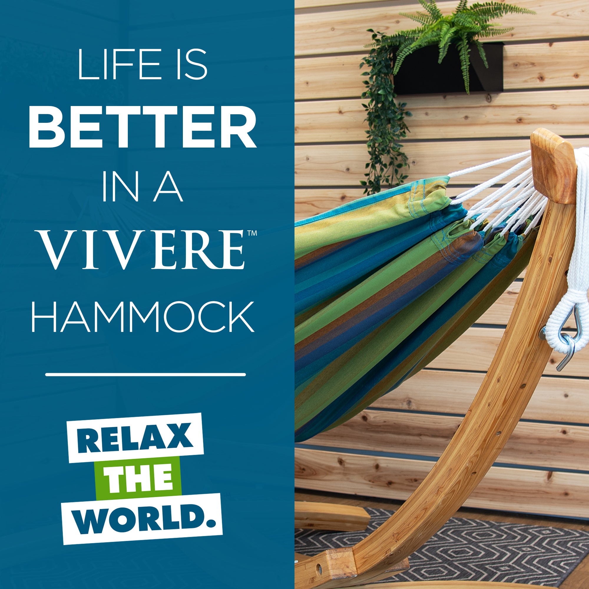 Double Sunbrella® Hammock with Solid Pine Stand (8ft/260cm) - Lagoon