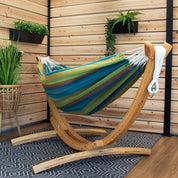 Double Sunbrella® Hammock with Solid Pine Stand (8ft/260cm) - Lagoon