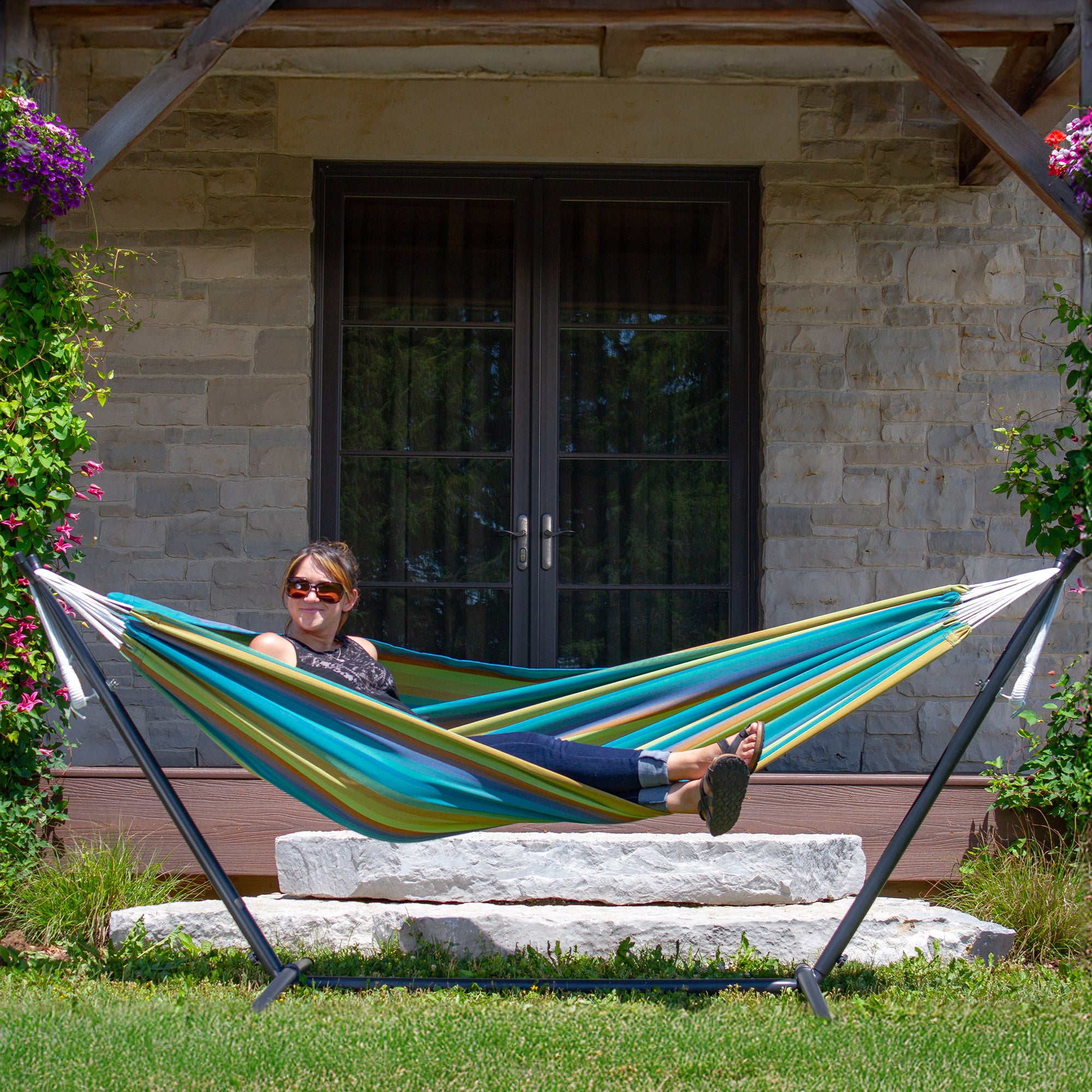 Hamac double Sunbrella® avec support (280 cm) - Lagon