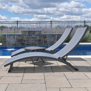 Coral Springs Phifer® & Aluminum Lounger Set (3pc) - Gray on Matte Black