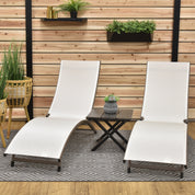 Coral Springs Phifer® & Aluminum Lounger Set (3pc) - Pearl