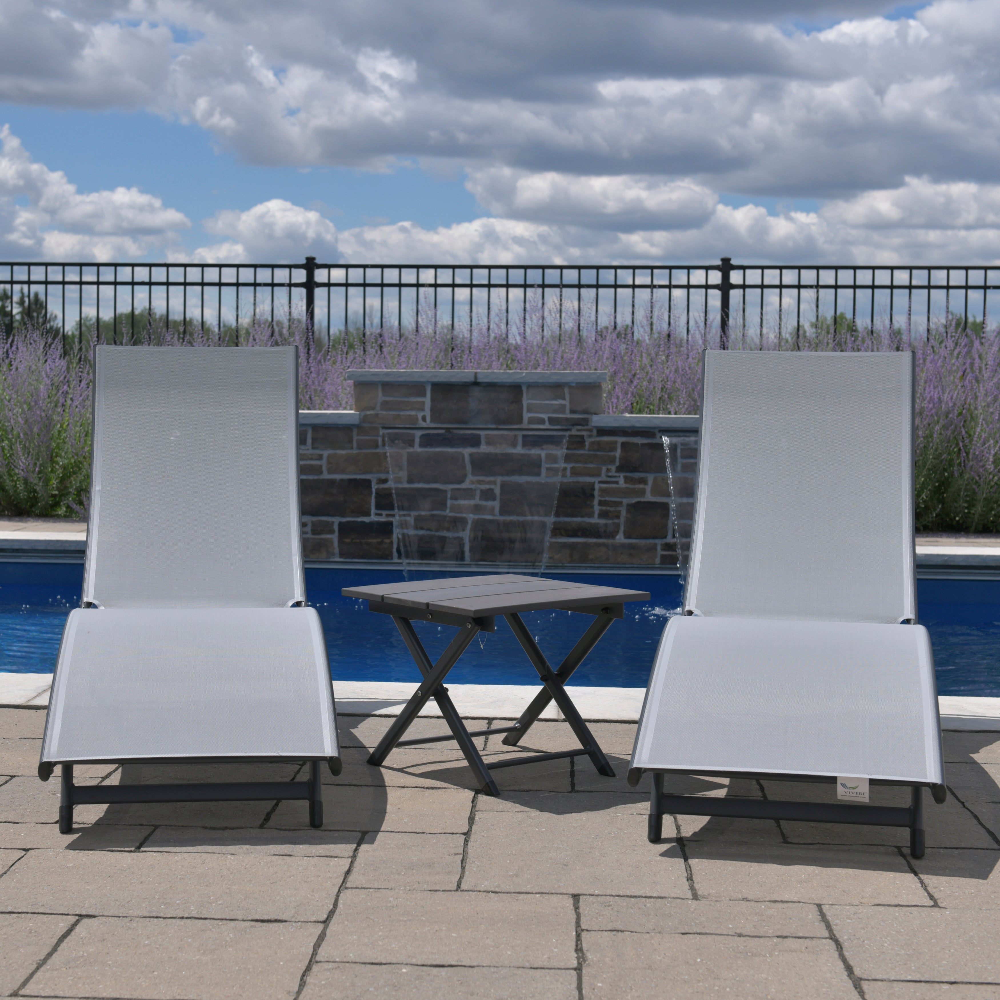 Coral Springs Phifer® & Aluminum Lounger Set (3pc) - River Pebble