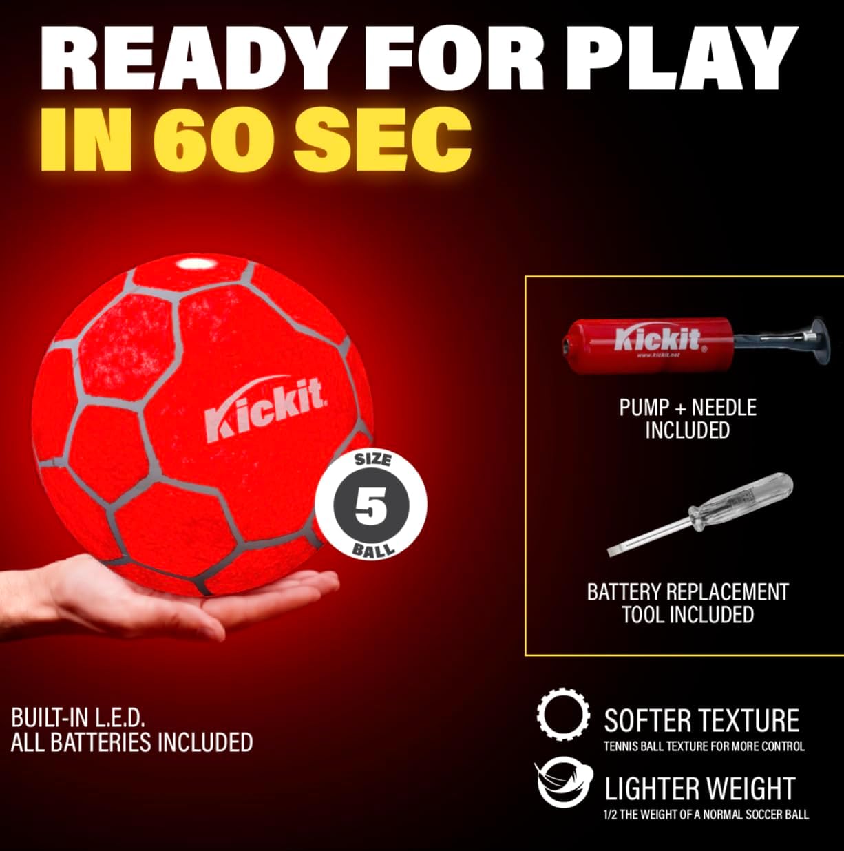 Kickit Inferno LED Soccer Tennis Set - Red