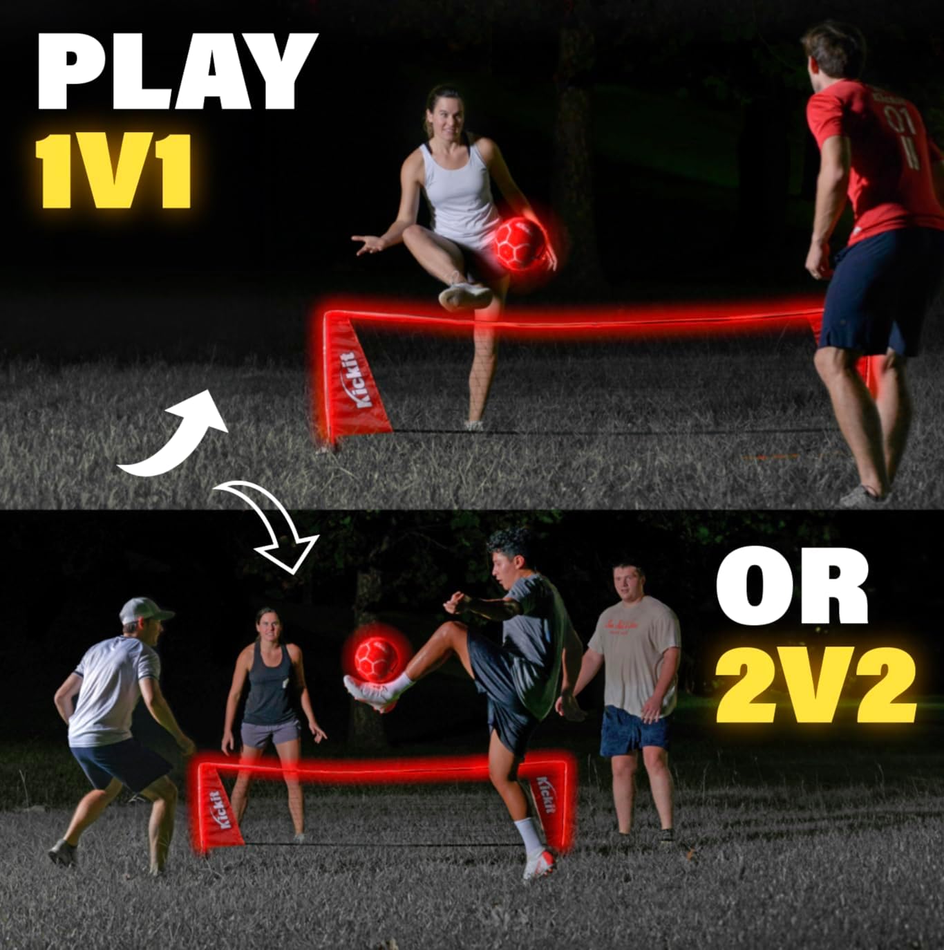 Kickit Inferno LED Soccer Tennis Set - Red