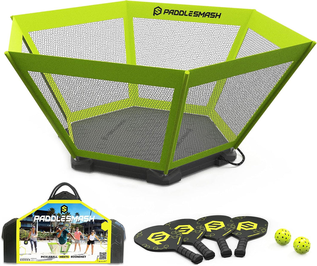 PaddleSmash – Outdoor Yard Games - As Seen on Shark Tank - Beach, Backyard, Tailgate, Lawn Games, Yard Games – Includes 4 Pickball Paddles, 2 Balls & Case