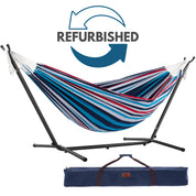 Refurbished Double Cotton Hammock with Stand (9ft/280cm) - Denim