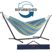 Refurbished Double Cotton Hammock with Stand (9ft/280cm) - Oasis