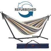 Refurbished Double Cotton Hammock with Stand (9ft/280cm) - Desert Moon