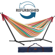 Refurbished Double Cotton Hammock with Stand (9ft/280cm) - Salsa