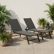 Ensemble de 2 chaises longues Urban Phifer® et aluminium - Chrome noir