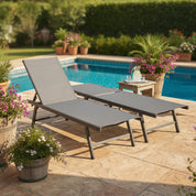 Ensemble de 2 chaises longues Urban Phifer® et aluminium - Chrome noir