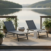 Ensemble de 2 chaises longues Urban Phifer® et aluminium - Chrome noir