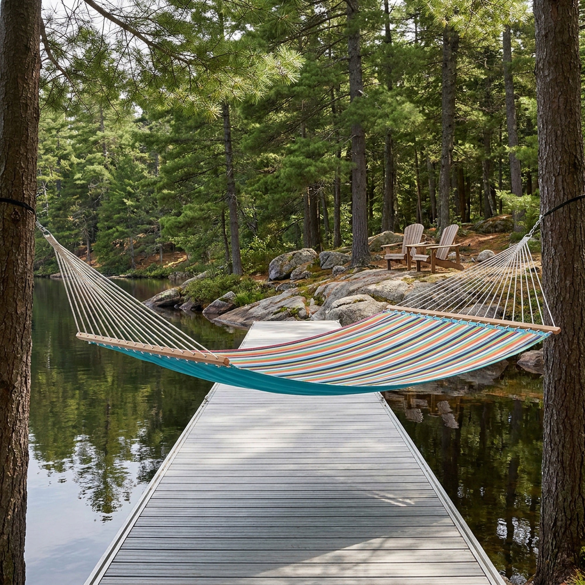 Sunbrella® Quilted Spreader Bar Hammock - Carousel Confetti & Aruba