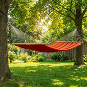 Sunbrella® Quilted Spreader Bar Hammock - Sunset & Crimson