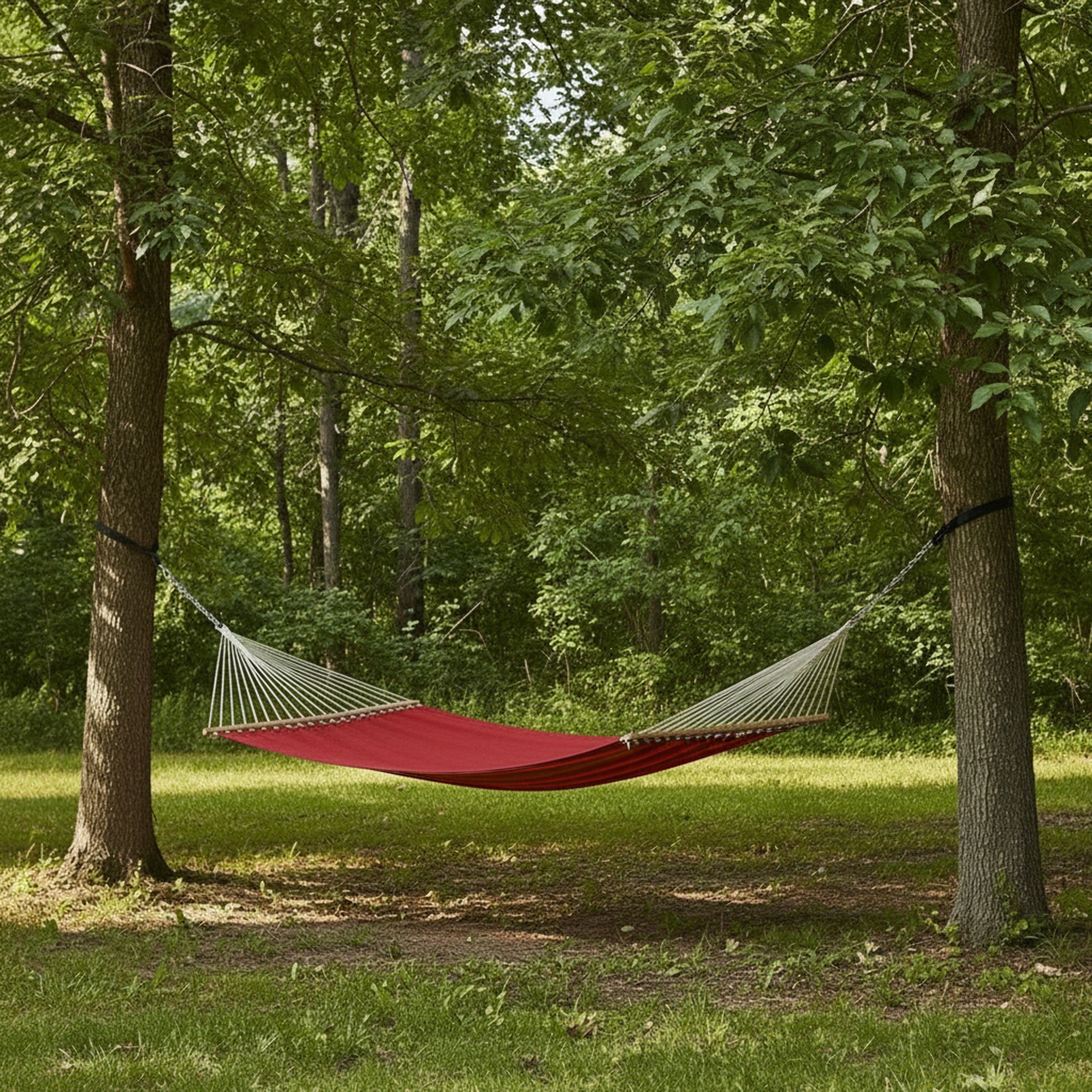 Sunbrella® Quilted Spreader Bar Hammock - Sunset & Crimson
