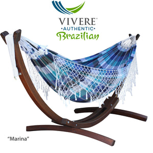 10ft Authentic Brazilian Hammock with Solid Pine Arc Stand