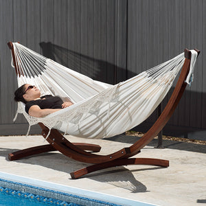Double Cotton Hammock with Solid Pine Stand