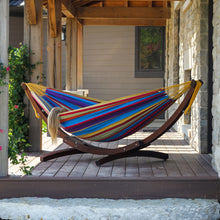 Load image into Gallery viewer, Double Cotton Hammock with Solid Pine Stand
