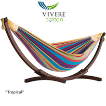 Load image into Gallery viewer, Double Cotton Hammock with Solid Pine Stand
