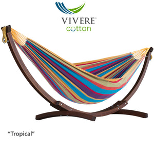 Double Cotton Hammock with Solid Pine Stand