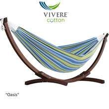 Load image into Gallery viewer, Double Cotton Hammock with Solid Pine Stand

