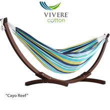 Load image into Gallery viewer, Double Cotton Hammock with Solid Pine Stand
