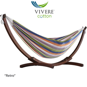 Double Cotton Hammock with Solid Pine Stand