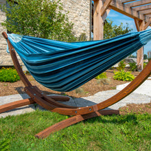 Load image into Gallery viewer, Double Cotton Hammock with Solid Pine Stand
