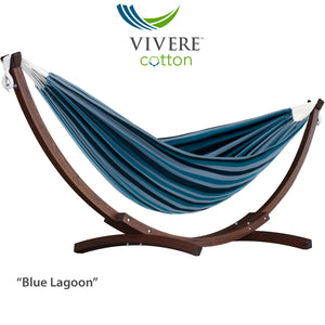 Double Cotton Hammock with Solid Pine Stand