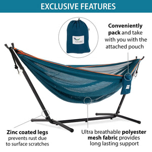 Single Mesh Hammock with Stand (9ft/280cm)