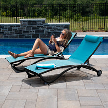 Load image into Gallery viewer, Glendale 4 Position Aluminum Pool Lounger with Wheel and Pillow 2 Pack
