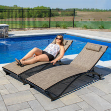 Load image into Gallery viewer, Glendale 4 Position Aluminum Pool Lounger with Wheel and Pillow 2 Pack
