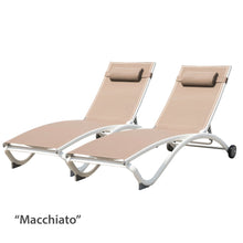 Load image into Gallery viewer, Glendale 4 Position Aluminum Pool Lounger with Wheel and Pillow 2 Pack
