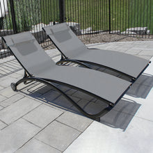 Load image into Gallery viewer, Glendale 4 Position Aluminum Pool Lounger with Wheel and Pillow 2 Pack
