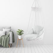 Deluxe Macrame Chair With Fringe - White