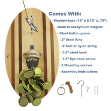 Load image into Gallery viewer, Hook and Ring Beach Stripe Design with Bottle Opener &amp; Magnetic Bottle Cap Catch
