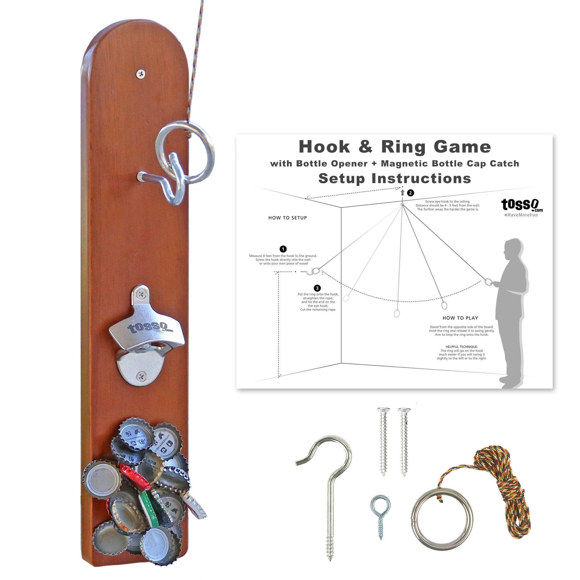 Hook and Ring Game with Bottle Opener & Magnetic Bottle Cap Catch – Vivere  Canada
